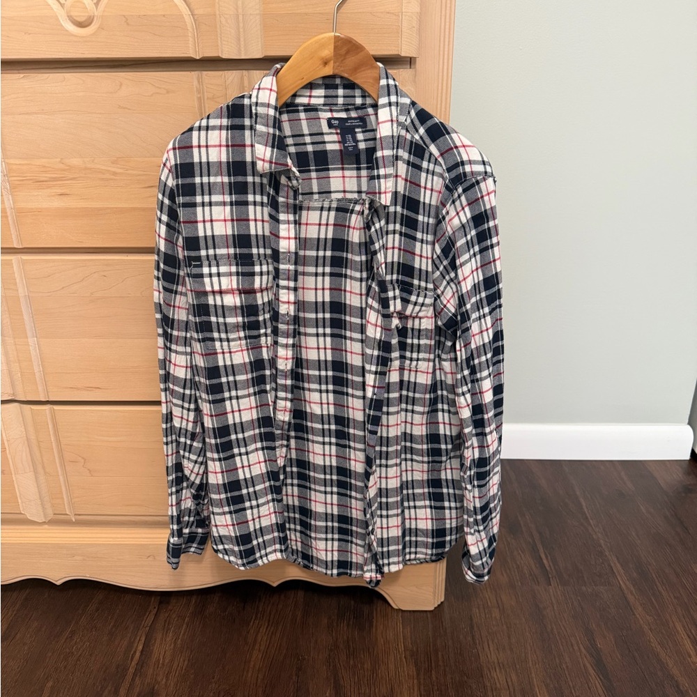 GAP Plaid Shirt - Navy, White, Red